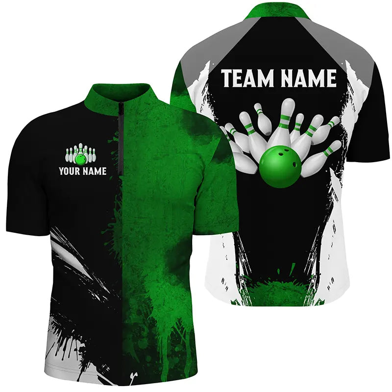 Black and Green Bowling Polo