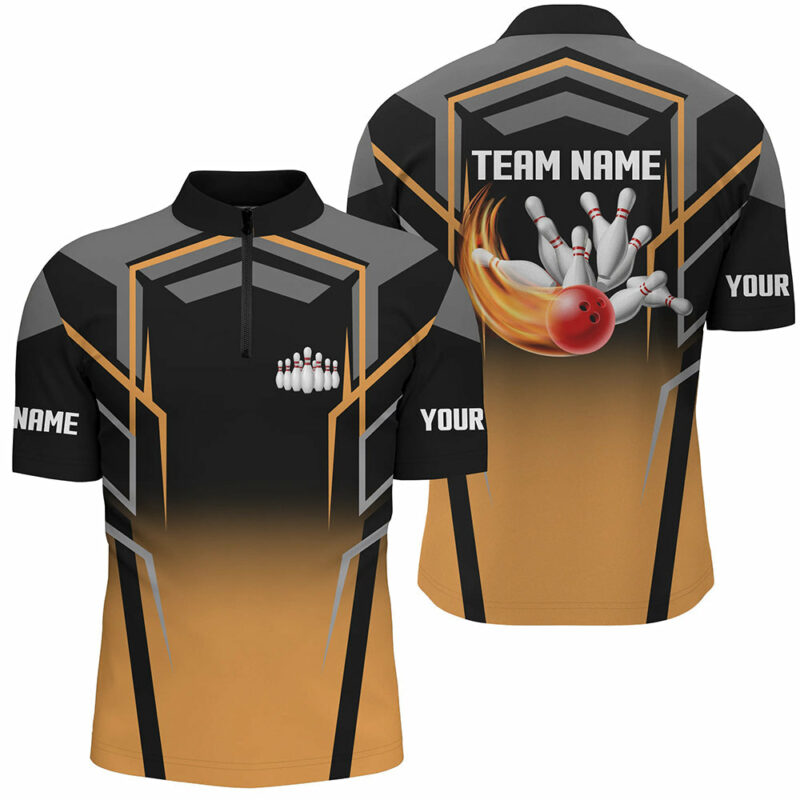 Black and Orange Bowling Polo