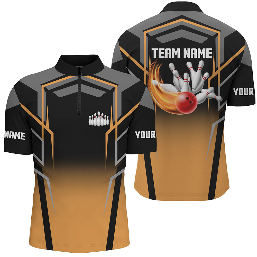 Black and Orange Bowling Polo