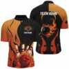 Black and Orange Flame Bowling Polo