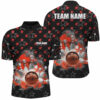 Black and Red Bowling stars pattern custom Mens Bowling Polo