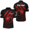 Black and Red Flame Camo bowling Polo