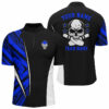 Black and blue camo Custom camo Bowling Quarter Zip Shirts For Men