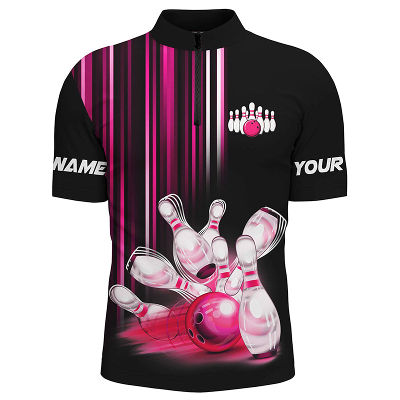 Black and pink light Men bowling Polo