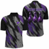 Black and purple camo Halloween Men Bowling Polo, Quarter zip shirt custom bowling Team jerseys, Custom Team Bowling Jerseys, Bowling Shirts 3 Black and purple camo Halloween Men Bowling Polo