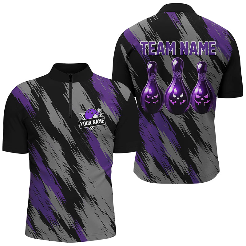 Black and purple camo Halloween Men Bowling Polo