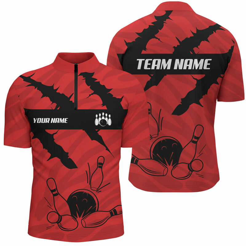 Black and red camo Mens bowling Polo