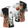 Black and white Men bowling Quarter Zip shirts Custom flame bowling Team Jerseys men