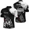 Black and white Men's bowling Quarter Zip shirts Custom retro bowling ball pins bowling team jerseys