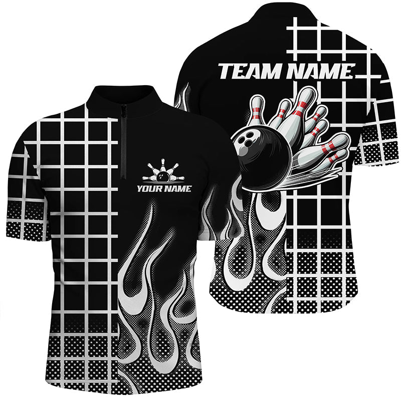 Black and white retro Bowling Polo