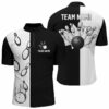 Black and white retro vintage Bowling Quarter Zip shirts for men custom Bowling team jerseys