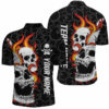 Black camo Bowling Quarter Zip shirts for men custom flame skull Bowling team league jerseys