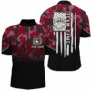 Black red camo Men's bowling Quarter Zip shirts Custom American flag patriotic bowling team jerseys
