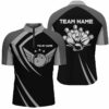 Black retro vintage Bowling Quarter Zip shirts for men custom Bowling team league jerseys