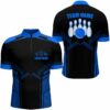 Blau Bowling Quarter Zip Shirt Fã¼R Herren Individueller Name Bowling Trikot Herren 14 Zip Bowling Team Shirt