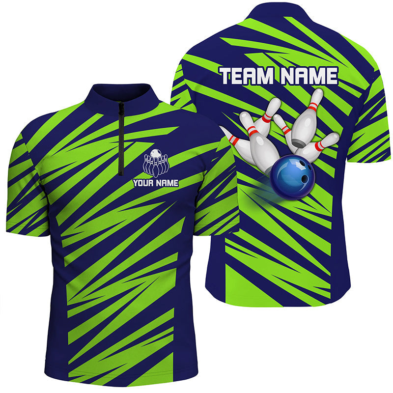 Blue And Green Strike Bowling Polo