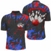Blue And Red Camo Bowling Team Shirts Custom Men Quarter Zip Shirts Bowling League Shirts