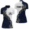 Blue Bowling Pattern Custom Women Bowling Quarter Zip Shirts Flame Bowling Team Jerseys