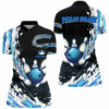 Blue Bowling Womens Quarter Zip Shirt Custom Bowling Ball Pins Black Bowling Team League Jerseys