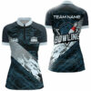 Blue Camo Bowling Ball And Pins Custom Women Bowling Quarter Zip Shirts