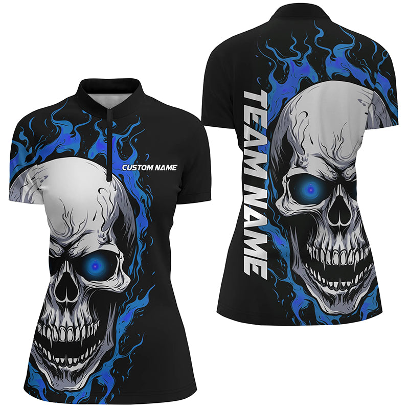 Blue Flame Skull Women Sport Jerseys