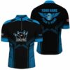 Blue and black Bowling Quarter Zip shirts for men custom name and team name bowling team shirts