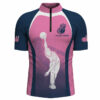 Blue and pink Men's bowling Quarter Zip shirt custom bowling team shirts