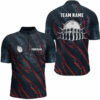 Blue and red camo bowling ball and pins jerseys Custom Team League Bowling Quarter Zip Shirts For Men
