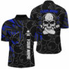 Blue camo black Bowling Quarter Zip shirts for men custom team Skull Bowling