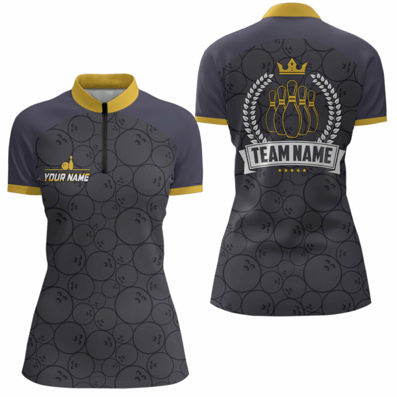 Bowling Quarter Zip Shirt For Women Custom Bowling Camo Team League Jerseys