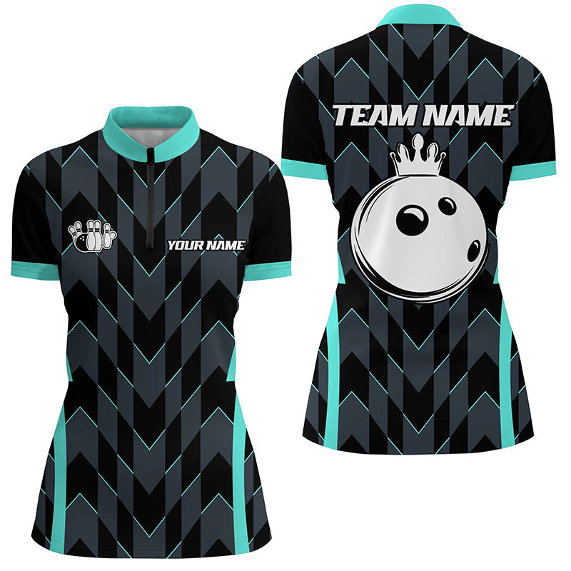 Bowling Quarter Zip Shirt For Women Custom Camo Bowling Team Jersey