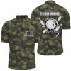 Bowling Quarter Zip shirts for men Custom bowling ball and pins green camo Bowling Team Jersey