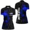 Bowling Shirts Personalized, Blue Skull Women Bowling Quarter Zip Shirts Team Bowling Jerseys Bowling League 2 Bowling Shirts Personalized