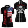 Bowling Shirts Personalized, Bowling Quarter-Zip Shirt Women Bowling Jerseys American Flag Skull Bowling Team Shirts 3 Bowling Shirts Personalized