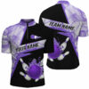 Bowling flame purple smoke pattern Custom black Men's bowling Quarter Zip shirts