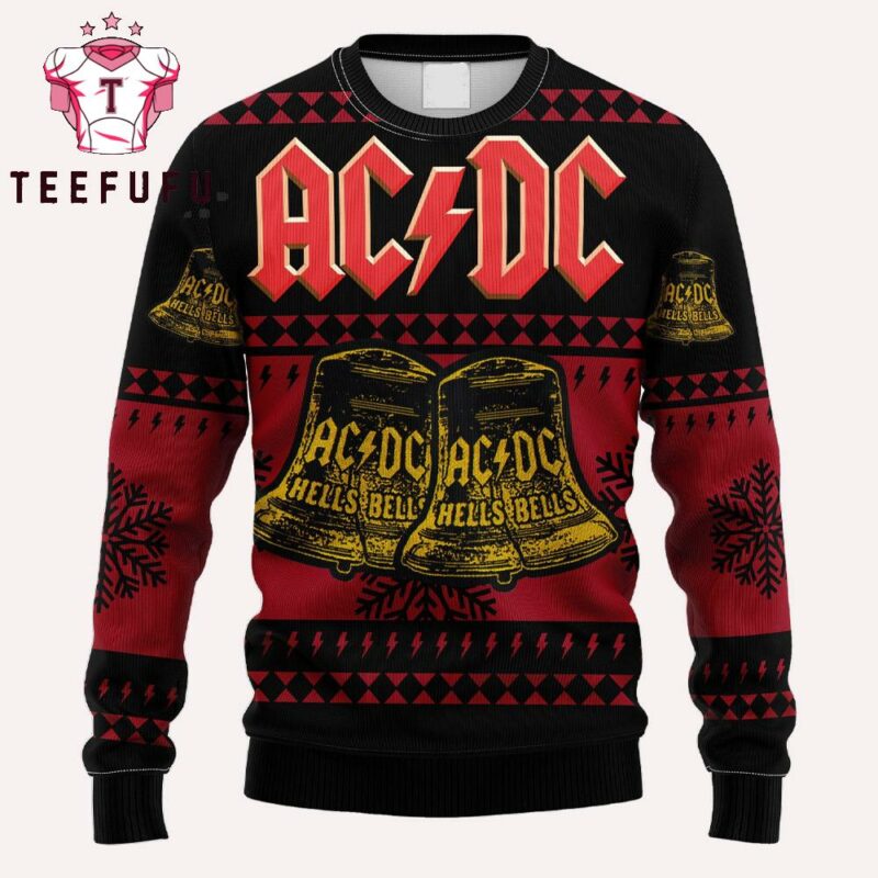ACDC Hells Bells Music 2025 Ugly Christmas Sweater