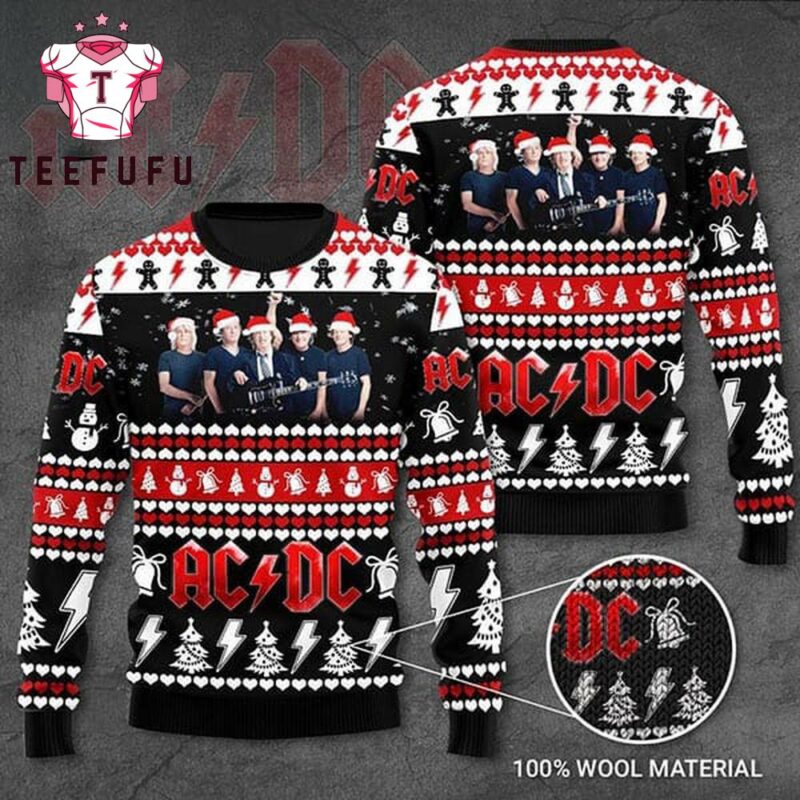 ACDC Member Playing Guitar 2025 Ugly Chirstmas Sweater