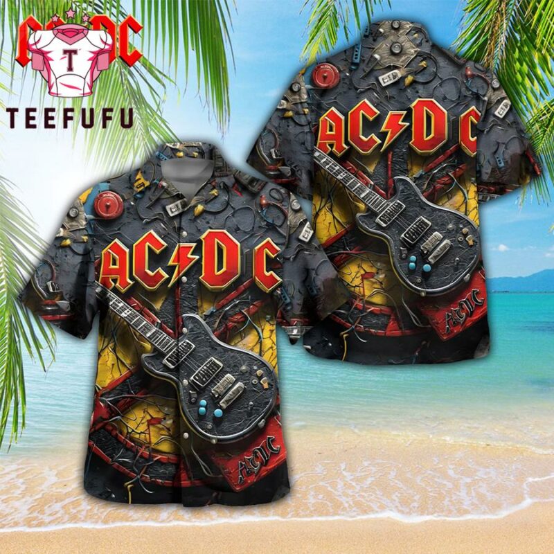 ACDC Power Up 2025 Tour Guitar Rock Hawaiian Shirt