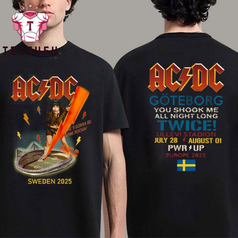 ACDC Power Up European Tour 2025 SWEDEN 2 Side Unisex T Shirt