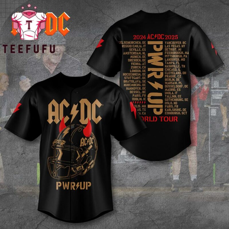 ACDC Power Up Tour 2025 US Tour Date Baseball Jersey