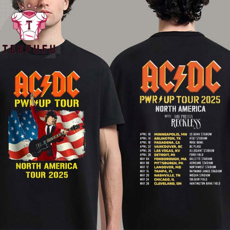 ACDC Rock Band Music PWR North American Tour 2025 Shirt