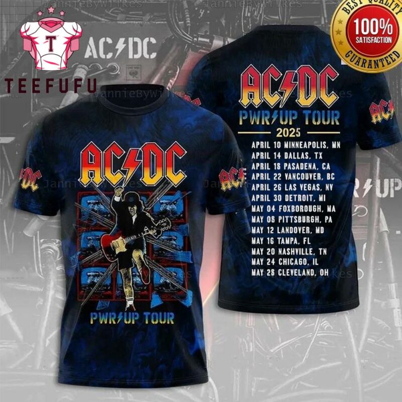 ACDC Rock Music Face North American Tour 2025 3D T-Shirt