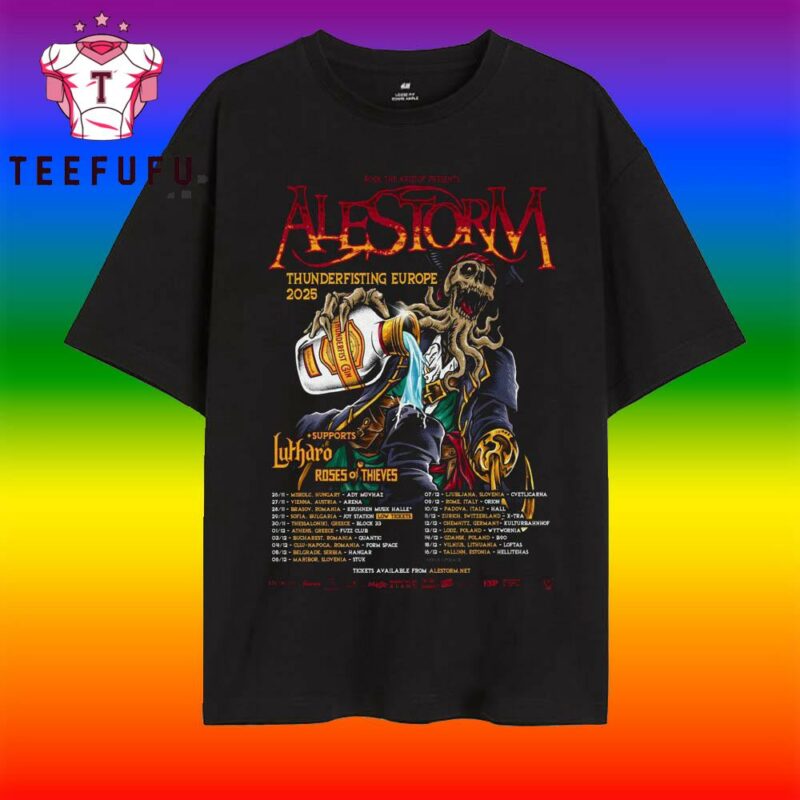 Alestorm Thunderfisting Europe 2025 Tour T Shirt