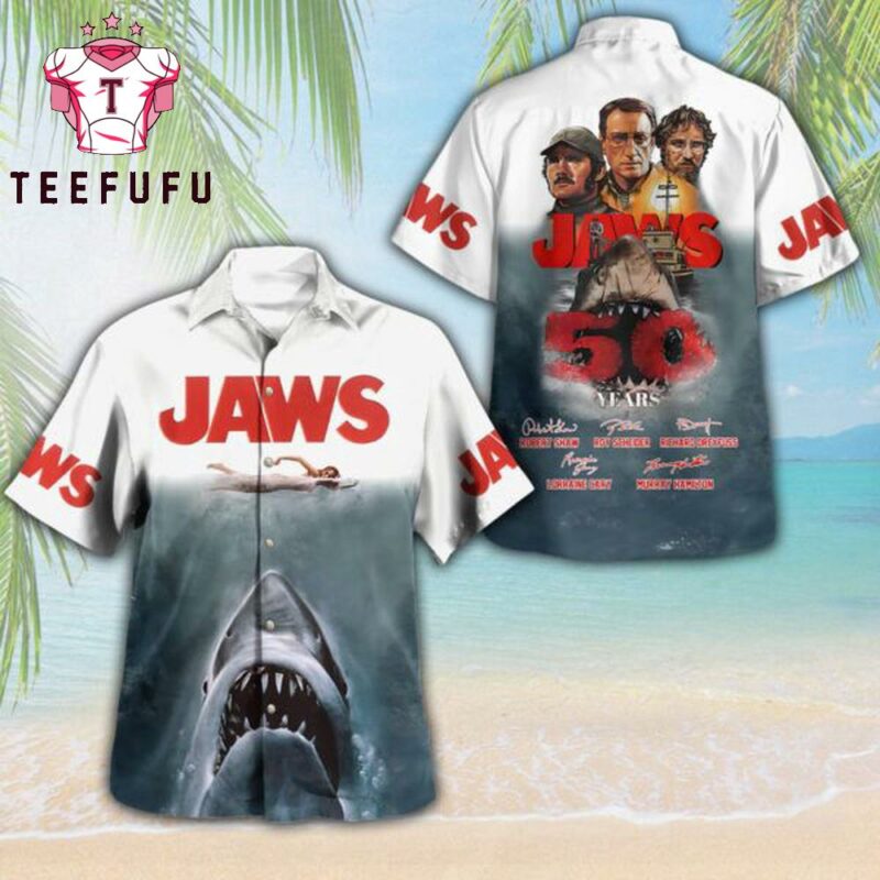 Amity Island Vibes Jaws Themed Aloha Shirt for Shark Fans