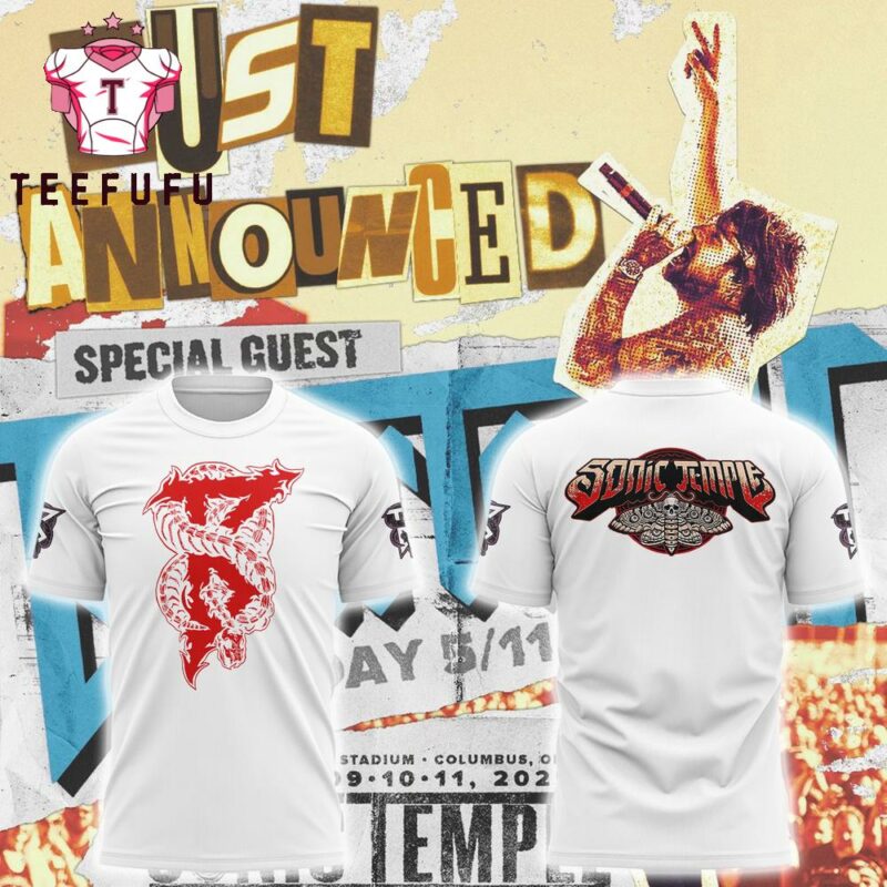 Beartooth Just Announced x Sonic Temple 2025 3D Printed White T Shirt