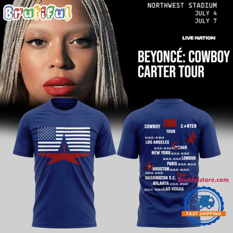 Beyonce Cowboy Carter Tour 2025 Blue T Shirt