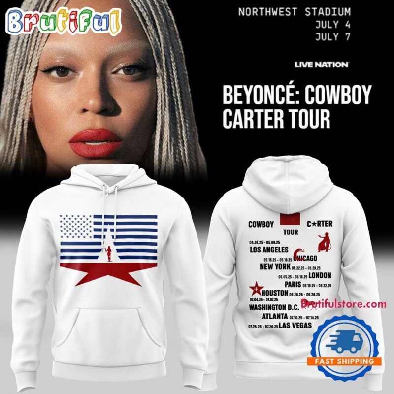 Beyonce Cowboy Carter Tour 2025 White Hoodie Shirt
