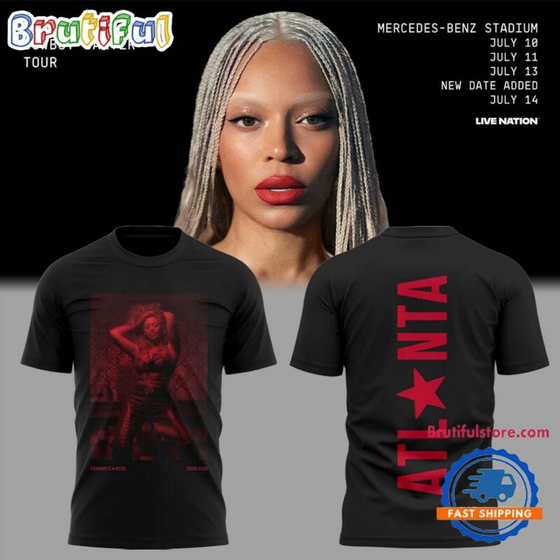 Beyonce Cowboy Carter Tour x Atlanta 2025 Black T Shirt