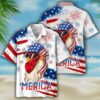 Chicken American Flag Pattern Hawaiian Shirt Farm Hawaiian Shirt Farm Aloha Shirt Hawaiian Shirt Men 7280