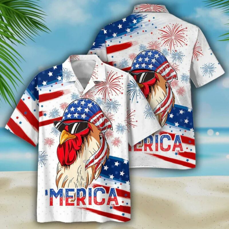 Chicken American Flag Pattern Hawaiian Shirt Farm Hawaiian Shirt Farm Aloha Shirt Hawaiian Shirt Men 7280